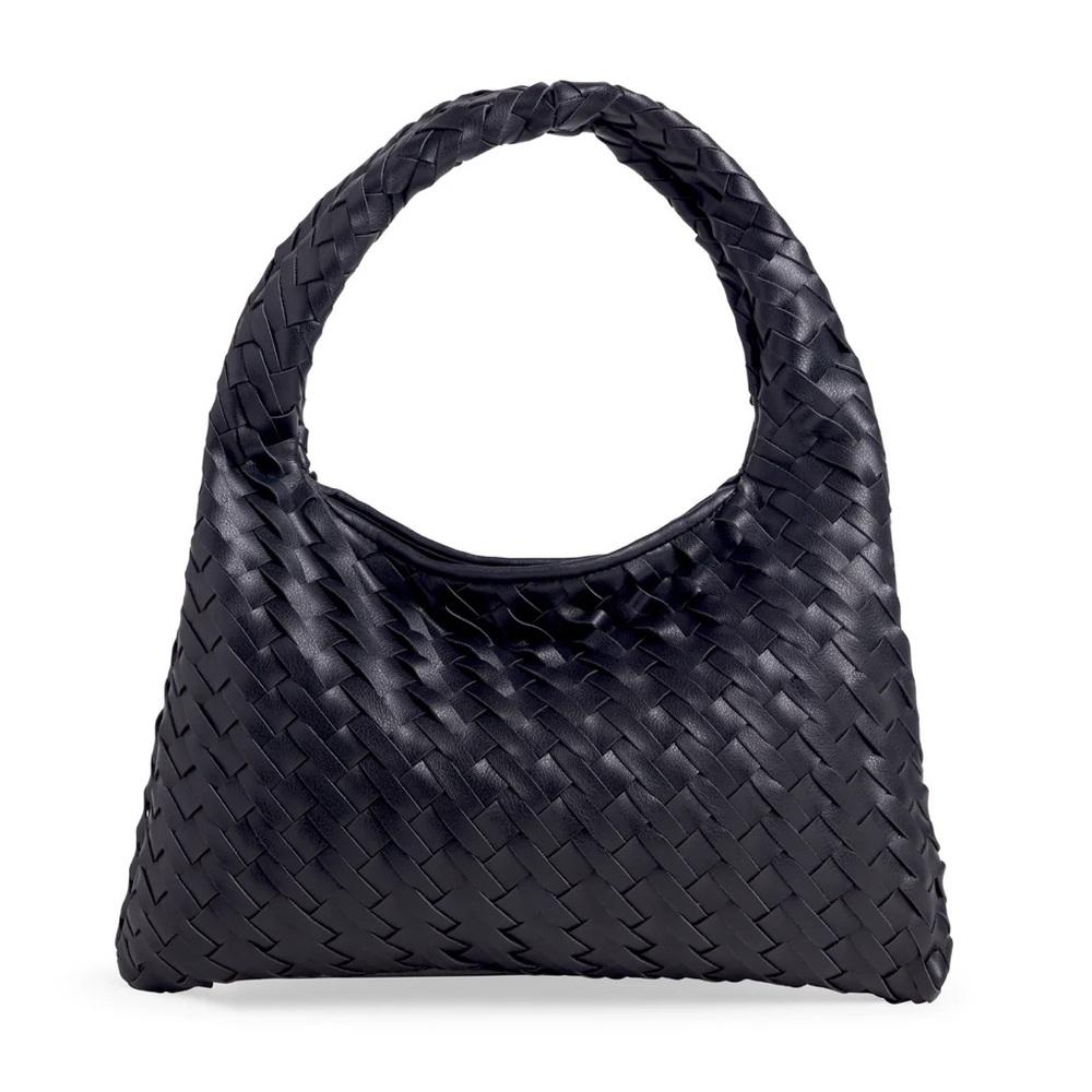 Walter Baker Vegan Leather Black Woven Bag